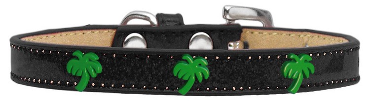 Green Palm Tree Widget Dog Collar Black Ice Cream Size 16